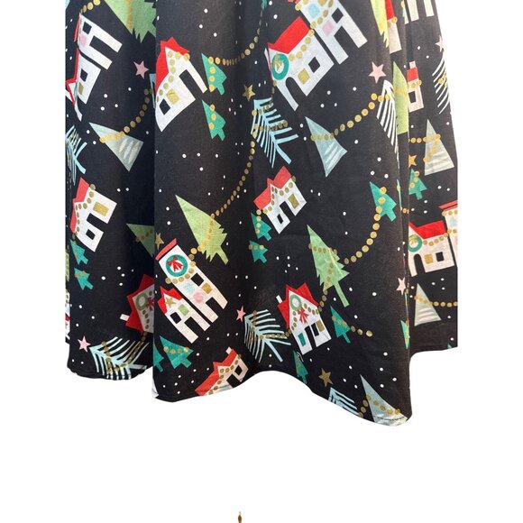 Retrolicious XS Christmas Village Party Dress Cotton Black NWT - Picture 8 of 14